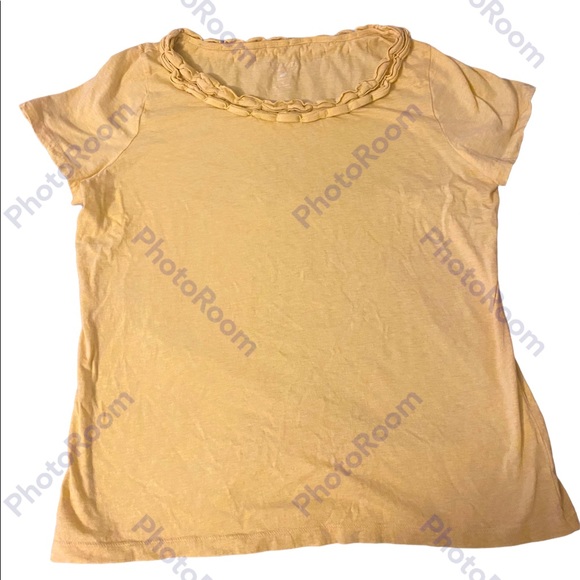 Talbots yellow top with gathering at neckline - Picture 1 of 11